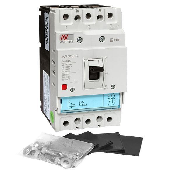 Автоматический выключатель AV POWER-1/3  63А 80kA TR EKF AVERES (mccb-13-63H-TR-av)