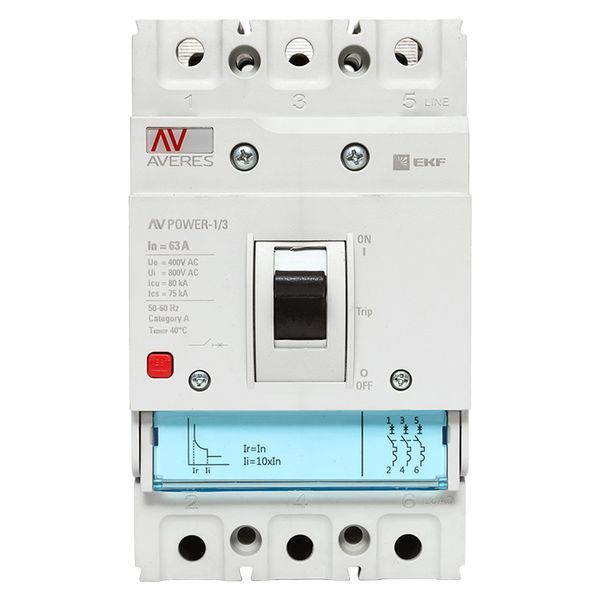 Автоматический выключатель AV POWER-1/3  63А 80kA TR EKF AVERES (mccb-13-63H-TR-av)