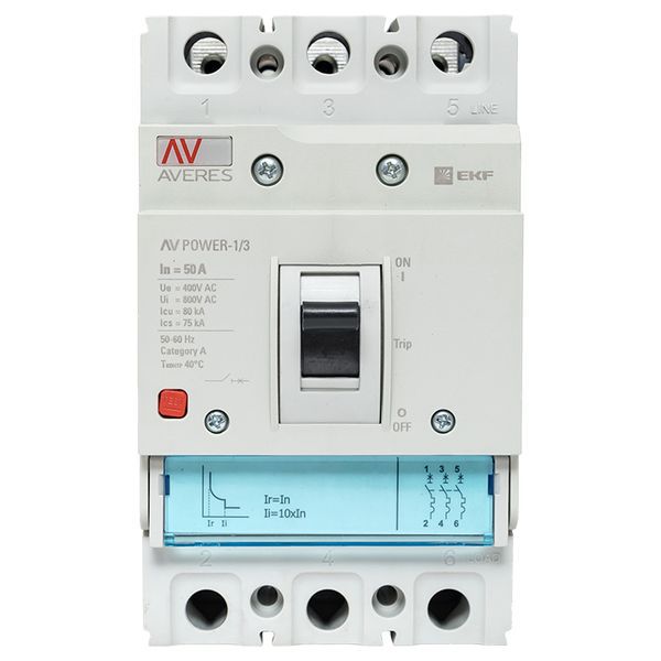 Автоматический выключатель AV POWER-1/3  50А 80kA TR EKF AVERES (mccb-13-50H-TR-av)