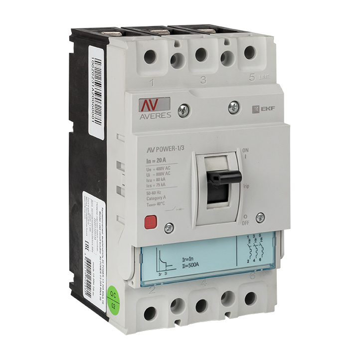 Автоматический выключатель AV POWER-1/3  20А 80kA TR EKF AVERES (mccb-13-20H-TR-av)