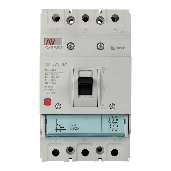 Автоматический выключатель AV POWER-1/3  20А 80kA TR EKF AVERES (mccb-13-20H-TR-av)