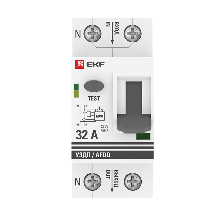 Устройство защиты от дугового пробоя 1P+N 32А (C) 6 кА УЗДП EKF PROxima (afdd-2-32C-pro)
