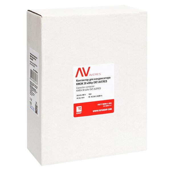 Контактор для конденсатора КМЭК 30 кВАр 230В 1NО EKF AVERES (ctrk-s-44-30-230-av)