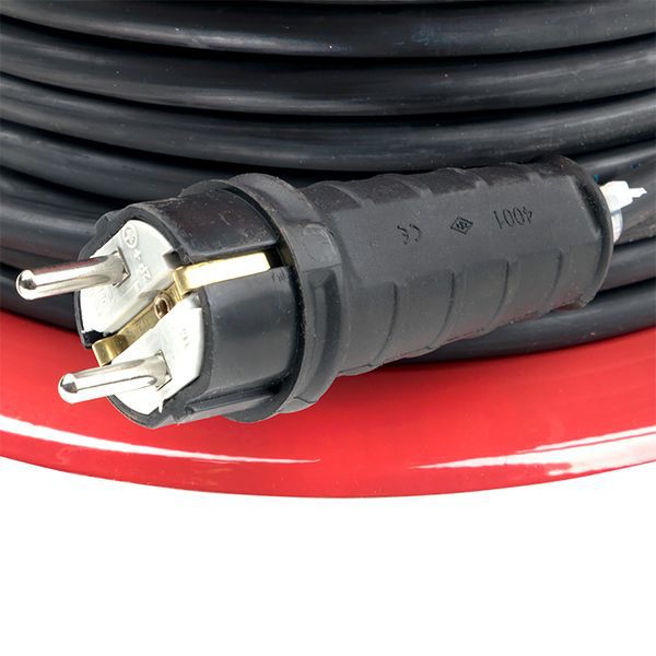 Удлинитель на катушке Гефест 2.0 4 гнезда 50м с заземлением и предохранителем КГ 3x1.5 16А/3.5кВт PROxima (UKG02-16-R315-4-50)