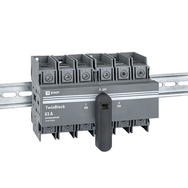 Рубильник 63A 3P реверсивный c рукояткой для прямой установки TwinBlock EKF (tb-s-63-3p-rev)