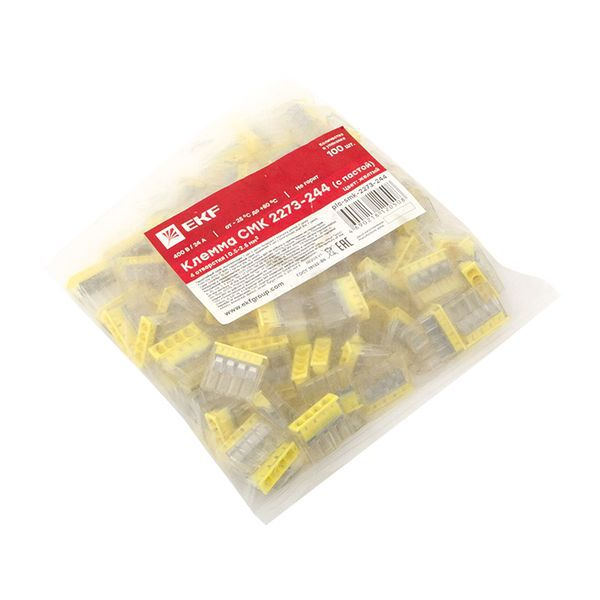 Клемма строительно-монтажная СМК 2273-244 4-проводная 0.5-2.5кв.мм с пастой (уп.100шт) PROxima EKF plc-smk-2273-244