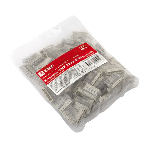 Клемма строительно-монтажная СМК 2273-245 5-проводная 0.5-2.5кв.мм с пастой (уп.100шт) PROxima EKF plc-smk-2273-245