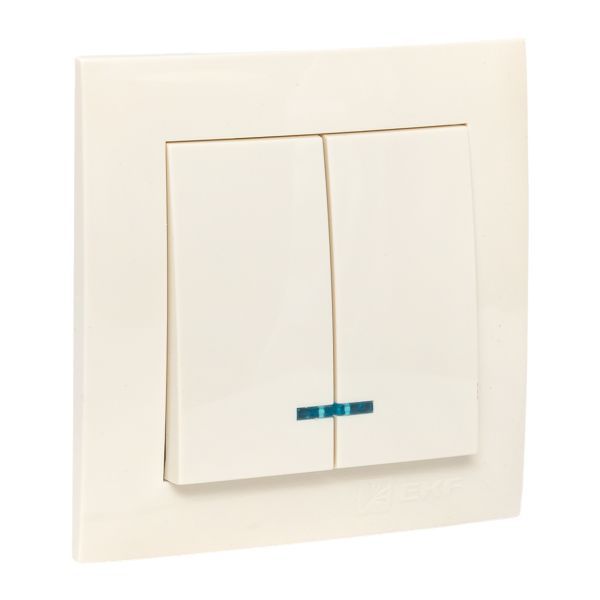 Выключатель 2-кл. СП Валенсия 10А IP20 с индикатором крем. PROxima EKF EWV10-123-20