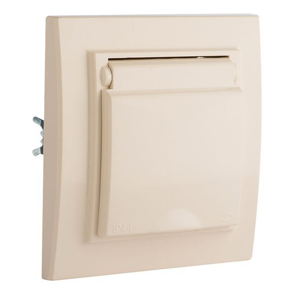 Розетка 1-м СП Минск 16А IP44 с заземл. защ. шторки с крышкой беж. EKF ERR16-029-200-44