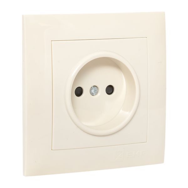 Розетка 1-м СП Валенсия 10А IP20 без заземл. защ. шторки крем. PROxima EKF EWR10-022-20