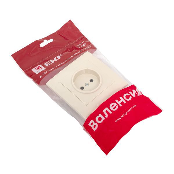 Розетка 1-м СП Валенсия 10А IP20 без заземл. защ. шторки крем. PROxima EKF EWR10-022-20