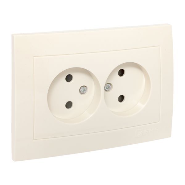 Розетка 2-м СП Валенсия 10А IP20 без заземл. защ. шторки крем. PROxima EKF EWR10-102-20