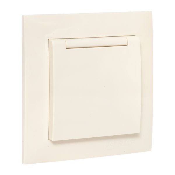 Розетка 1-м СП Валенсия 16А с заземл. с крышкой защ. шторки крем. PROxima EKF EWV10-124-20