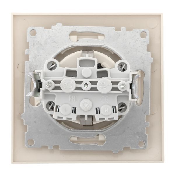 Розетка 1-м СП Валенсия 16А с заземл. с крышкой защ. шторки крем. PROxima EKF EWV10-124-20