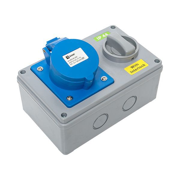 Розетка с блокировкой и выключателем 1423 2Р+РЕ 32А 220В IP44 EKF (ps-1423-32-220)