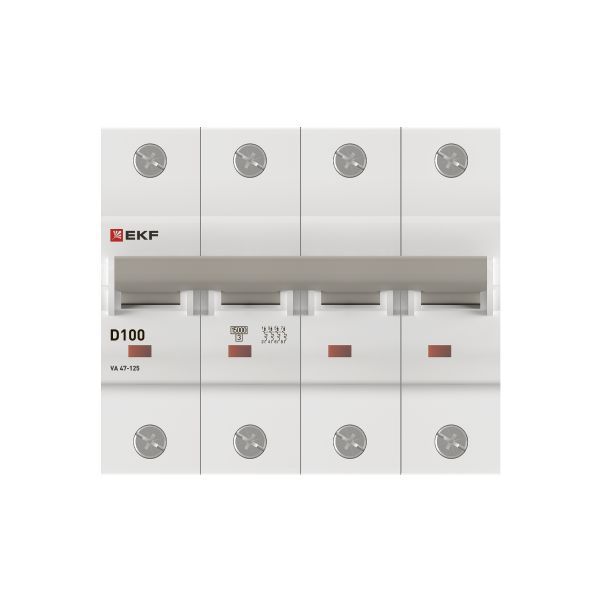 Автоматический выключатель ВА 47-125 4P 100А (D) 15кА EKF PROxima (mcb47125-4-100D)