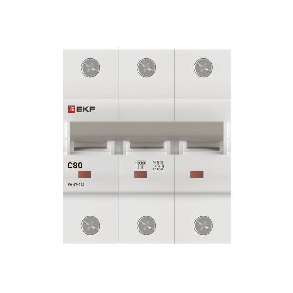 Выключатель автоматический трехполюсный 80А С ВА 47-125 15кА (mcb47125-3-80C)