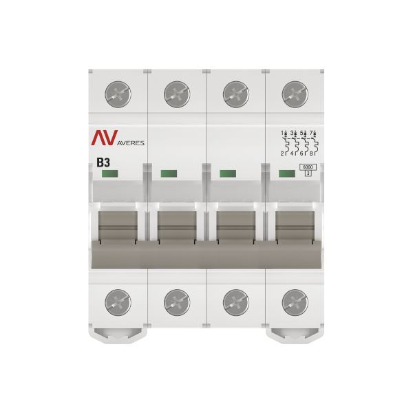 Выключатель автоматический AV-6 4P 3A (B) 6кА AVERES (mcb6-4-03B-av)