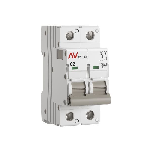 Выключатель автоматический AV-6 DC 2P 2A (C) 6кА AVERES (mcb6-DC-2-02C-av)