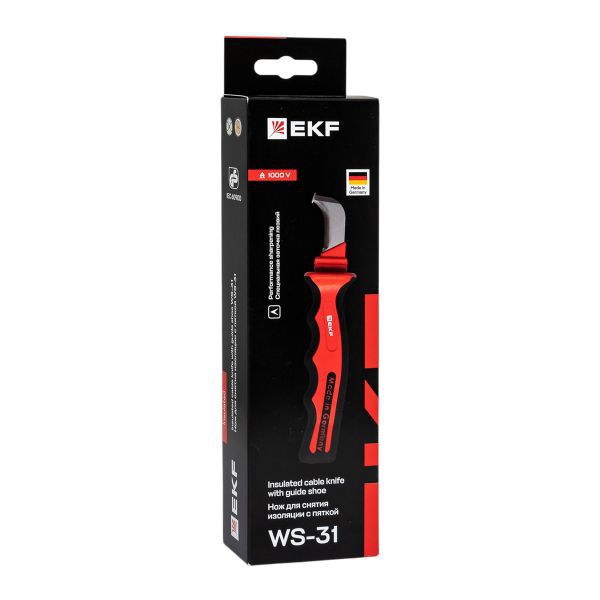 Нож для снятия изоляции с пяткой 1000V WS-31 EKF Professional (ws-31)
