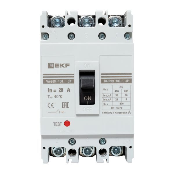 Выключатель автоматический ВА-99М 100/20А 3P 35кА PROxima (mccb99-100-20m)