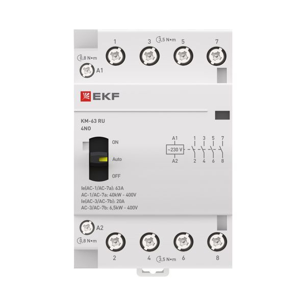 Контактор модульный КМ РУ 63А 4NO (3 мод.) EKF PROxima (km-3m-63-40)