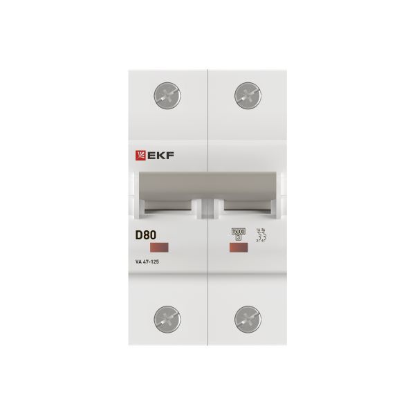 Автоматический выключатель ВА 47-125 2P 80А (D) 15кА EKF PROxima (mcb47125-2-80D)
