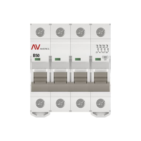 Выключатель автоматический AV-6 4P 50A (B) 6кА AVERES (mcb6-4-50B-av)