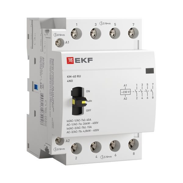 Контактор модульный КМ РУ 40А 4NO (3 мод.) EKF PROxima (km-3m-40-40)