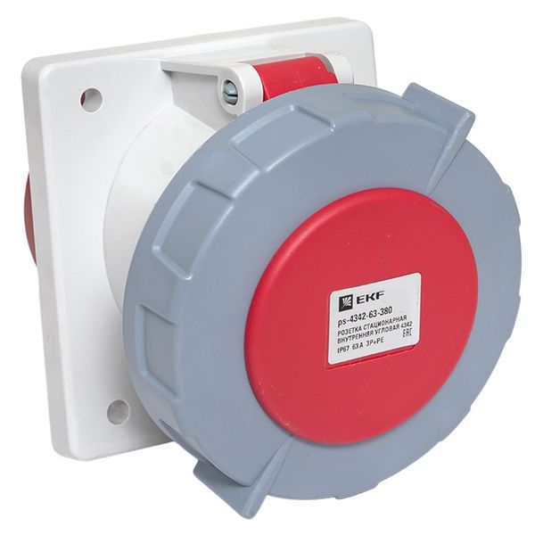 Розетка стационарная внутренняя угловая 4342 3Р+РЕ 63А 380В IP67 PROxima (ps-4342-63-380)