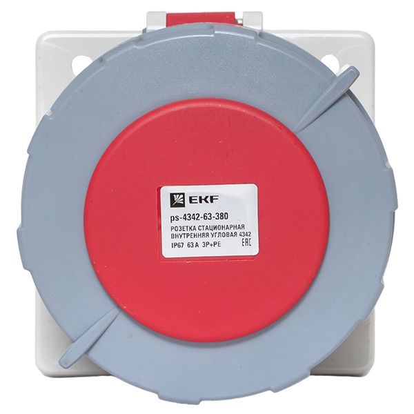 Розетка стационарная внутренняя угловая 4342 3Р+РЕ 63А 380В IP67 PROxima (ps-4342-63-380)