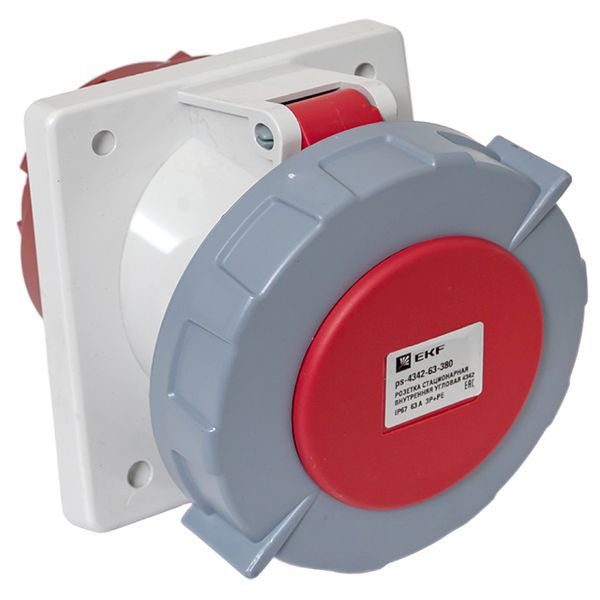 Розетка стационарная внутренняя угловая 4342 3Р+РЕ 63А 380В IP67 PROxima (ps-4342-63-380)