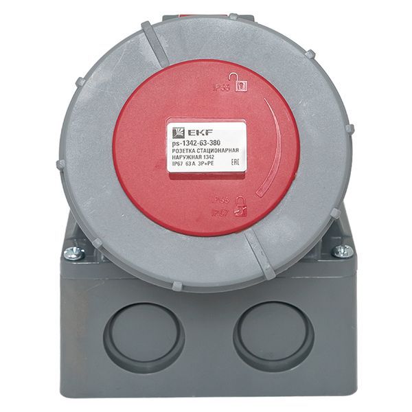 Розетка стационарная наружная 1342 3Р+РЕ 63А 380В IP67 PROxima (ps-1342-63-380)