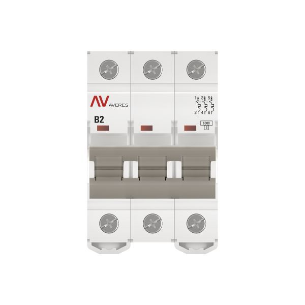 Выключатель автоматический AV-6 3P 2A (B) 6кА AVERES (mcb6-3-02B-av)