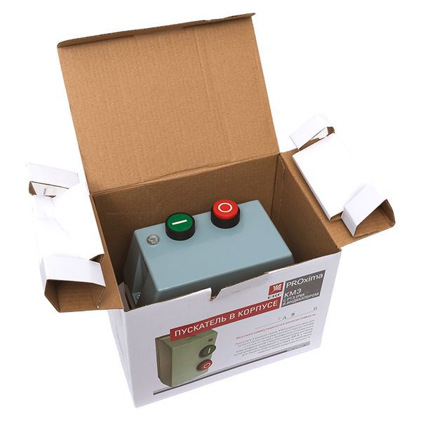 Пускатель в корпусе IP65 КМЭ 9А 230В с РТЭ и индикатором PROxima (ctrp-r-9-230v-led)