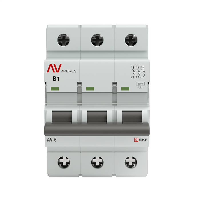 Выключатель автоматический AV-6 3P 1A (B) 6кА AVERES (mcb6-3-01B-av)