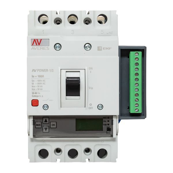 Выключатель автоматический AV POWER-1/3 160А 50кА ETU6.2 (mccb-13-160-6.2-av)