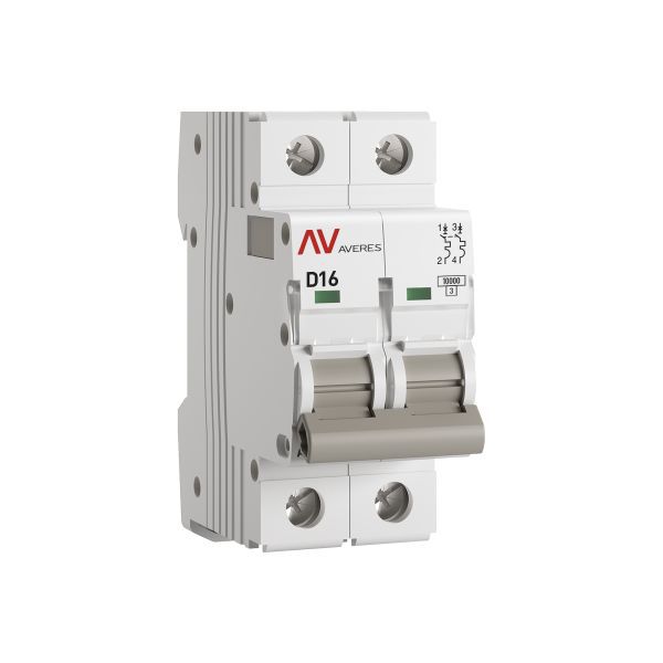 Выключатель автоматический AV-10 2P 16A (D) 10кА AVERES (mcb10-2-16D-av)