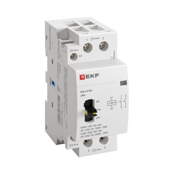 Контактор модульный КМ РУ 63А 2NO (2 мод.) EKF PROxima (km-2m-63-20)