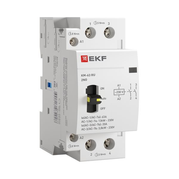 Контактор модульный КМ РУ 63А 2NO (2 мод.) EKF PROxima (km-2m-63-20)