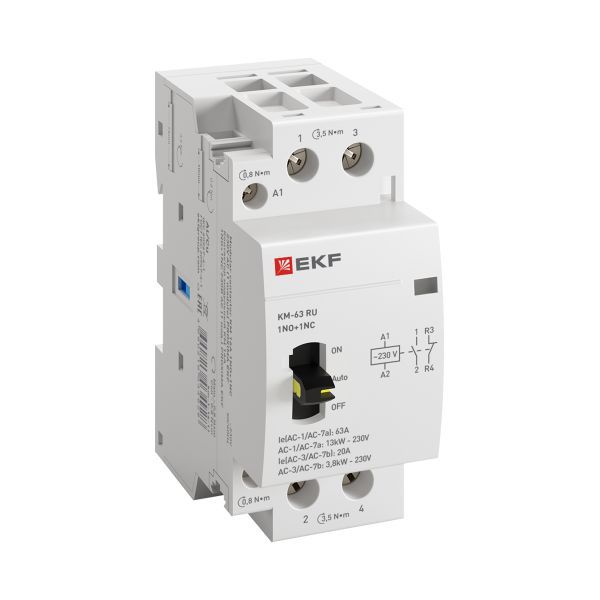 Контактор модульный КМ РУ 63А 1NO+1NC (2 мод.) EKF PROxima (km-2m-63-11)