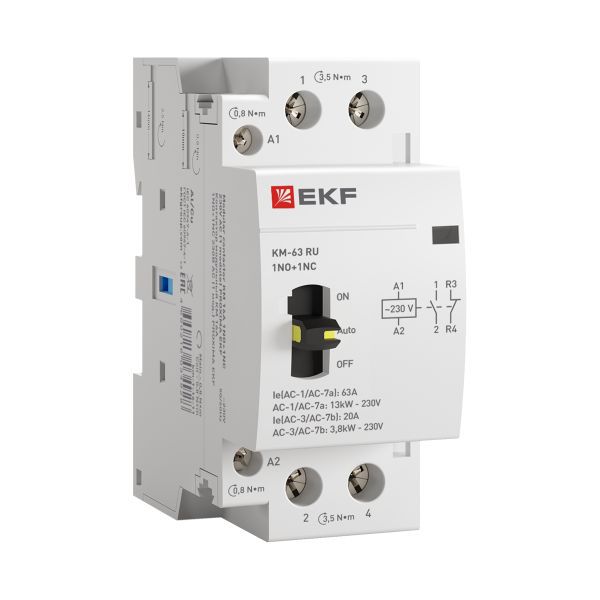 Контактор модульный КМ РУ 63А 1NO+1NC (2 мод.) EKF PROxima (km-2m-63-11)