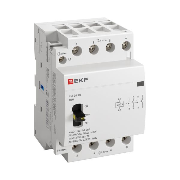 Контактор модульный КМ РУ 20А 4NO (3 мод.) EKF PROxima (km-3m-20-40)