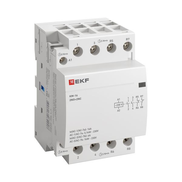 Контактор модульный КМ 16А 2NО+2NC (3 мод.) EKF PROxima (km-3-16-22)