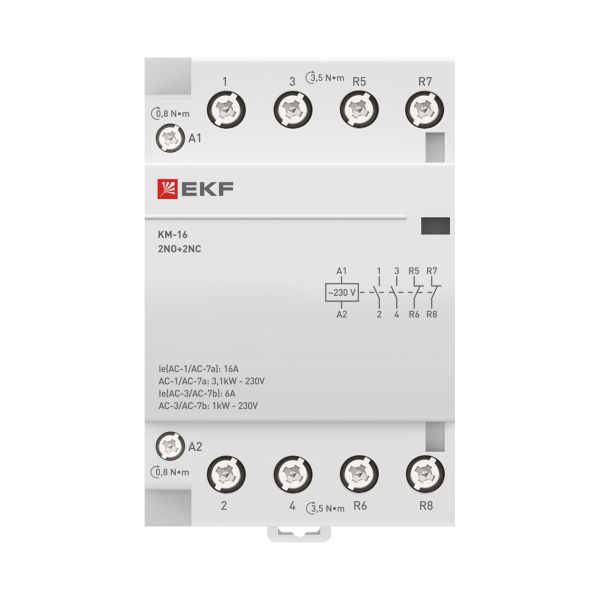 Контактор модульный КМ 16А 2NО+2NC (3 мод.) EKF PROxima (km-3-16-22)