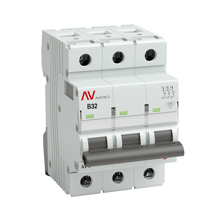 Выключатель автоматический AV-6 3P 32A (B) 6кА AVERES (mcb6-3-32B-av)