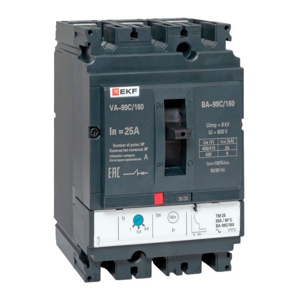 Выключатель автоматический ВА-99C (Compact NS) 160/25А 3P 36кА EKF PROxima (mccb99C-160-25)