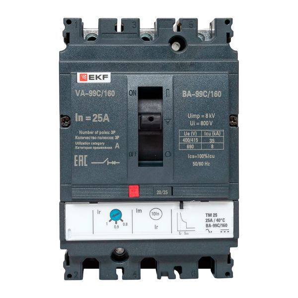 Выключатель автоматический ВА-99C (Compact NS) 160/25А 3P 36кА EKF PROxima (mccb99C-160-25)