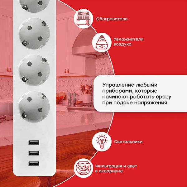 Умный удлинитель EKF Connect Wi-Fi c USB (RCE-1-WF)