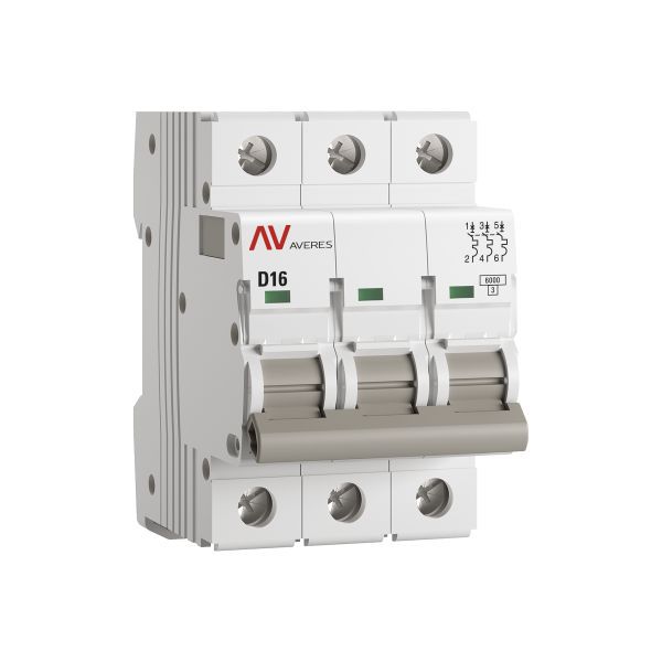 Выключатель автоматический AV-6 3P 16A (D) 6кА AVERES (mcb6-3-16D-av)